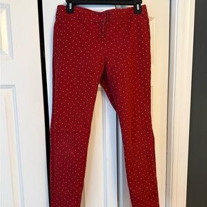 Express Columnist Red Polka Dot Dress Pants, Low Rise Size 2